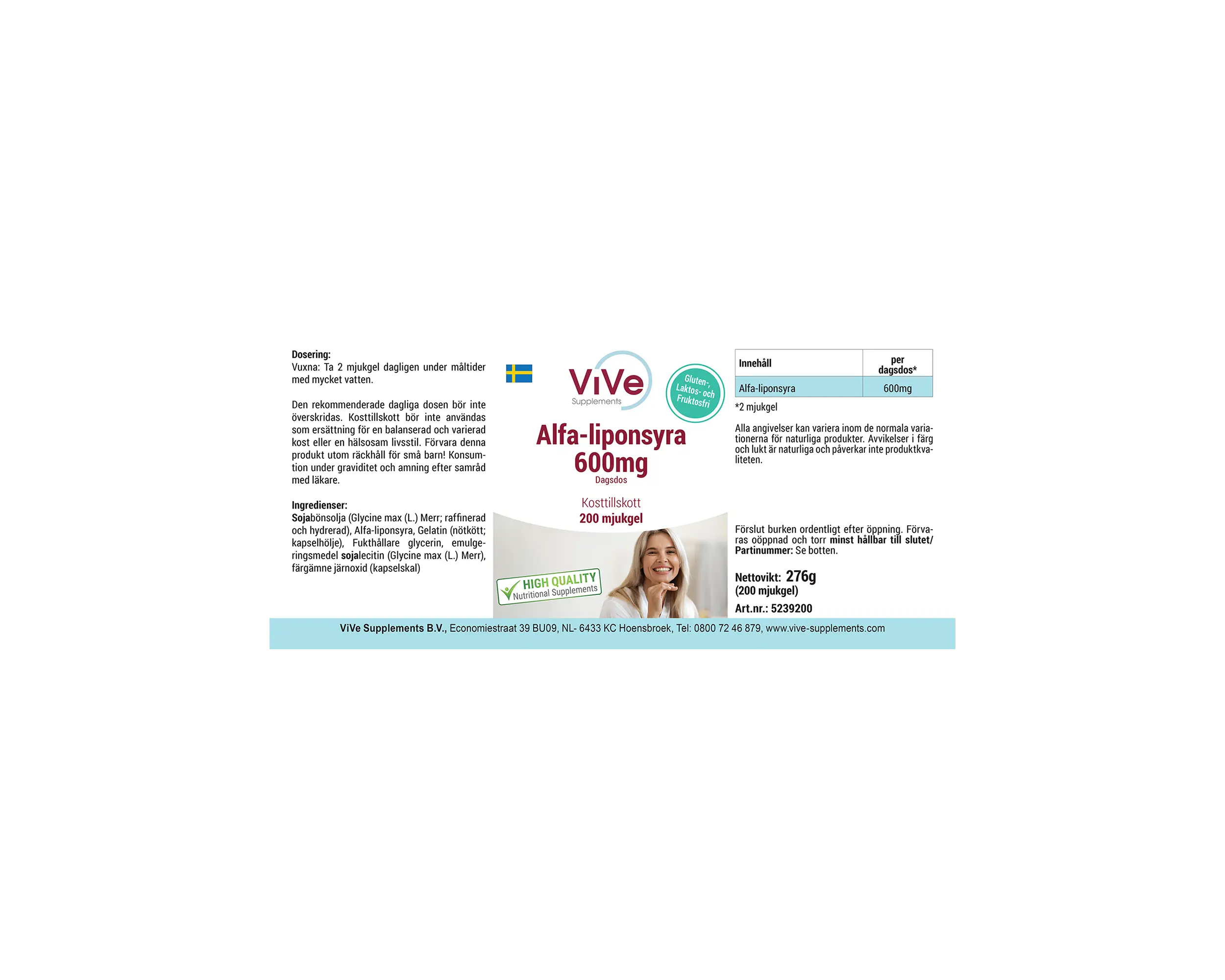 Alpha-Liponsäure 600mg - 200 Softgels | Vive Supplements