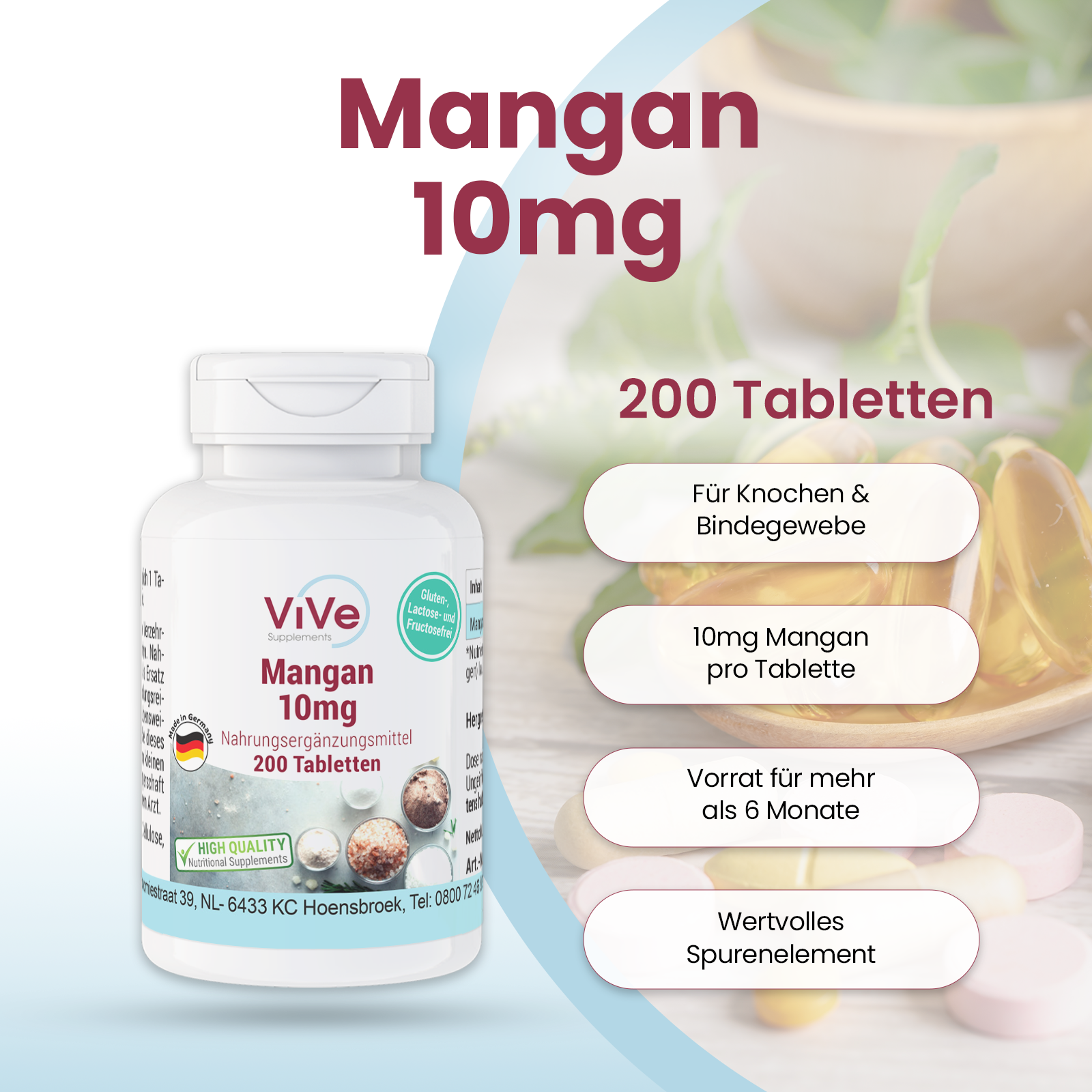 Manganese 10mg - 200 Tablets | Vive Supplements