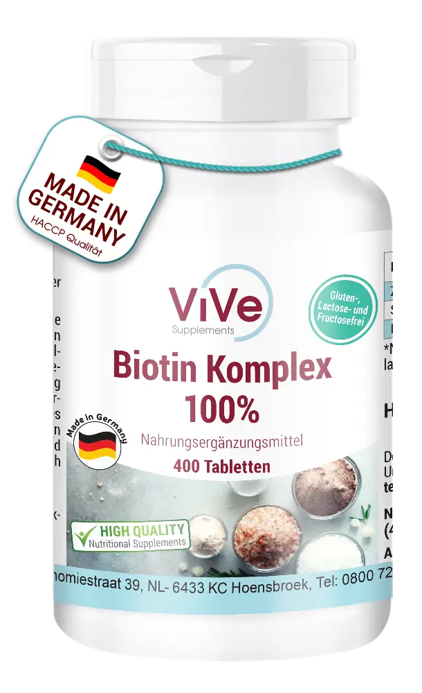 Biotin Komplex 100% - 400 Tabletten | Vive Supplements