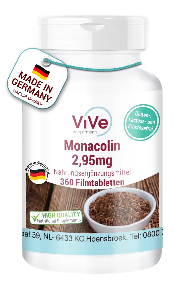 Monacolin 2,95mg - 360 Filmtabletten - schluckfreundlich - vegan | Vive Supplements