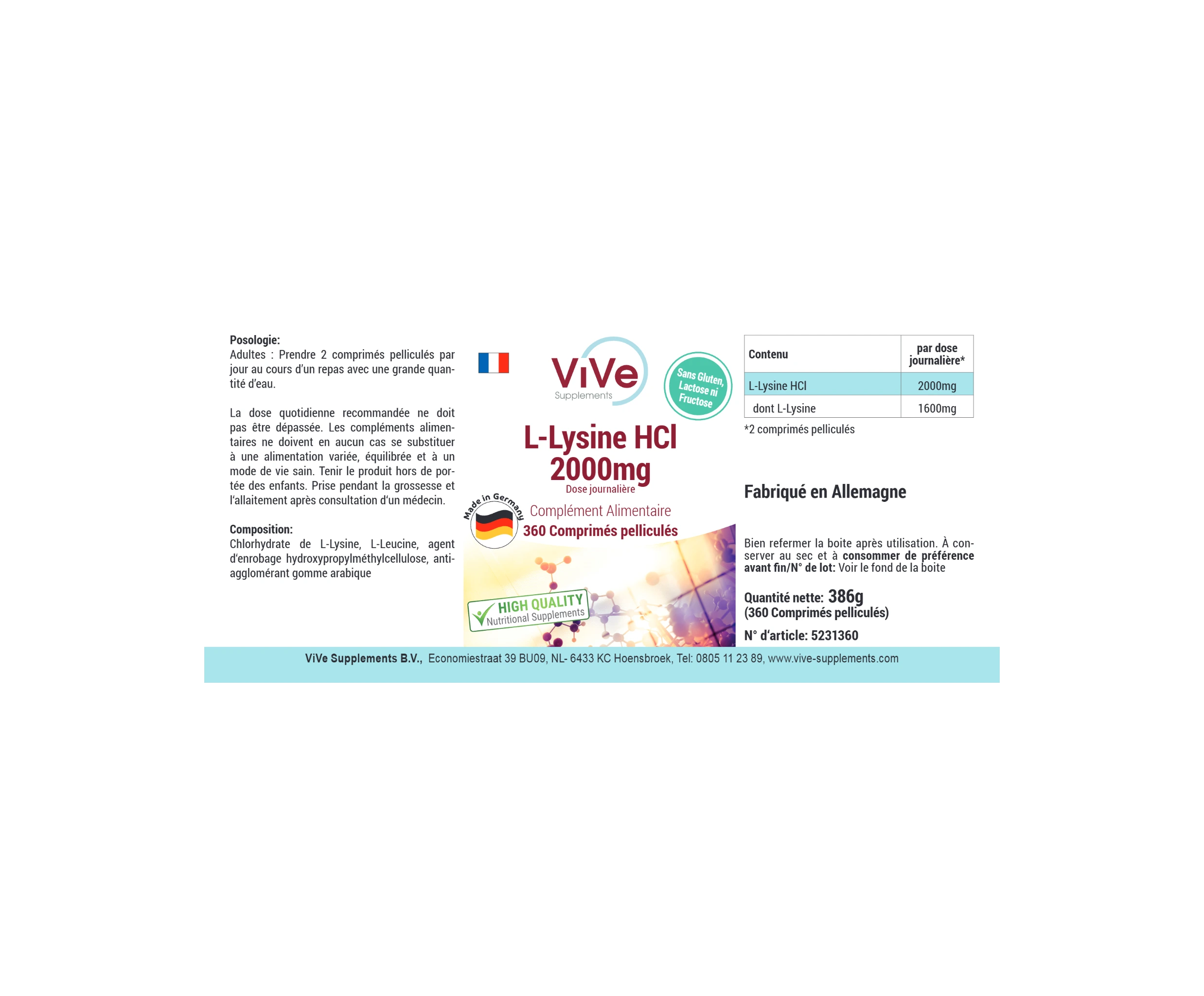 L-Lysin HCl 2000mg