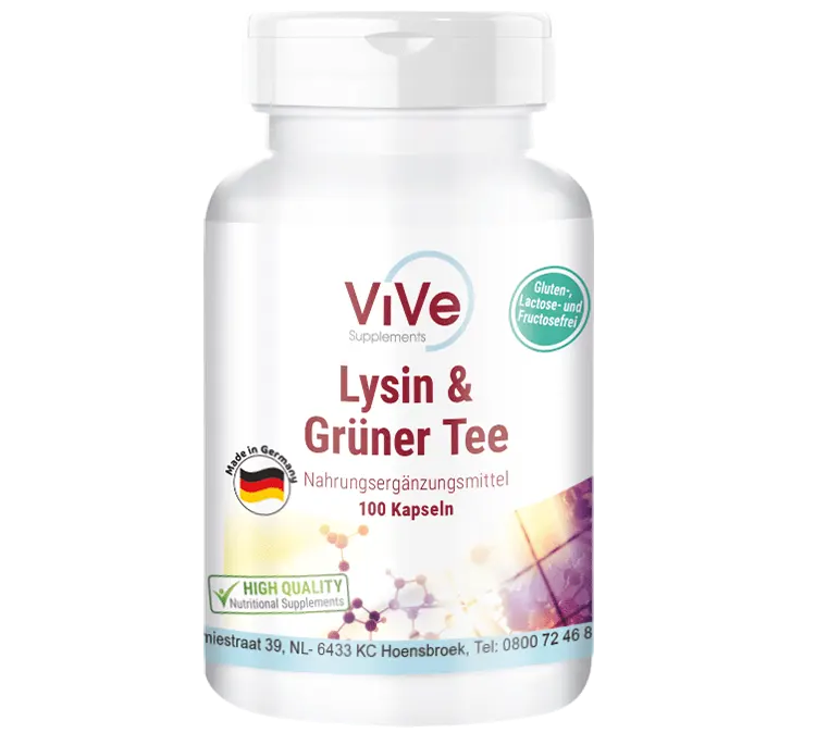 Lysin und Grüner Tee 100 Kapseln von ViVe Supplements