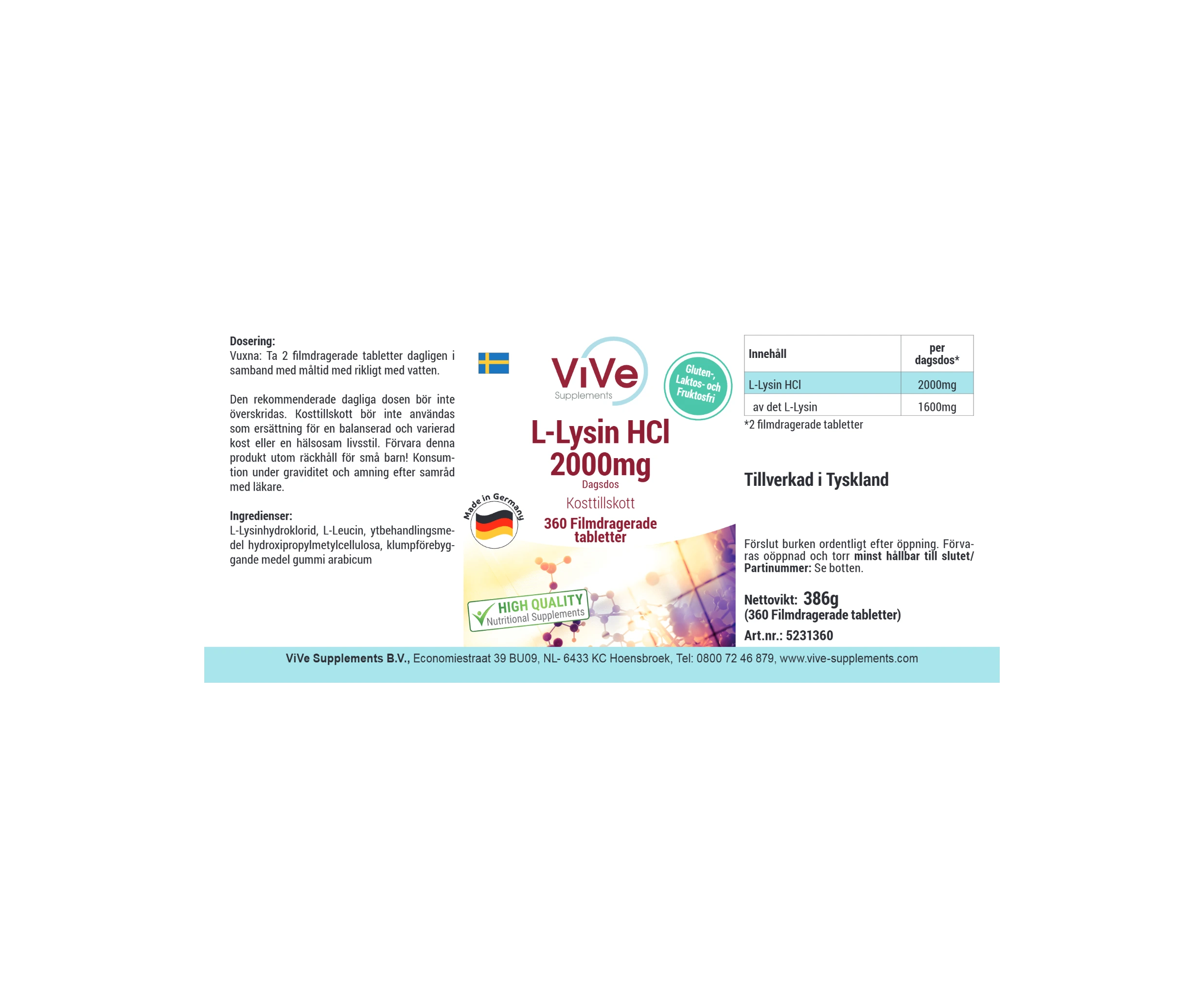 L-Lysin HCl 2000mg