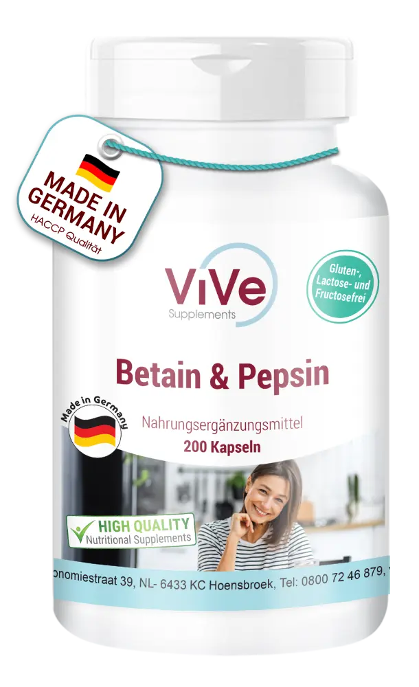 Betain & Pepsin - 200 Kapseln | Vive Supplements