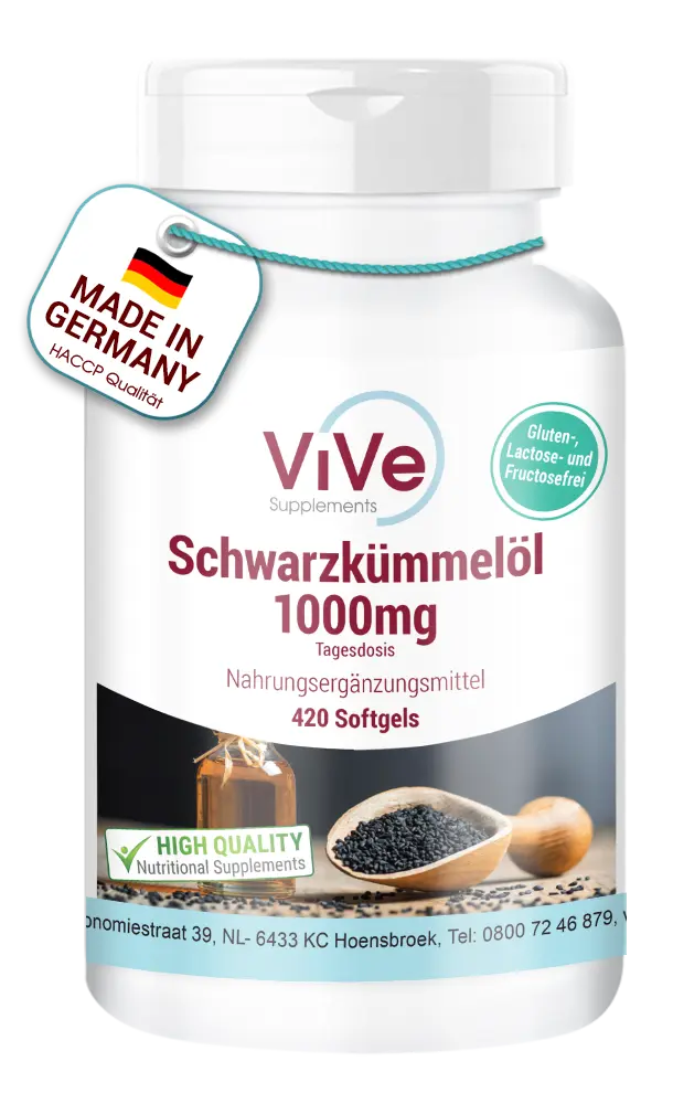 Schwarzkümmelöl 1000mg 420 Softgels | Vive Supplements