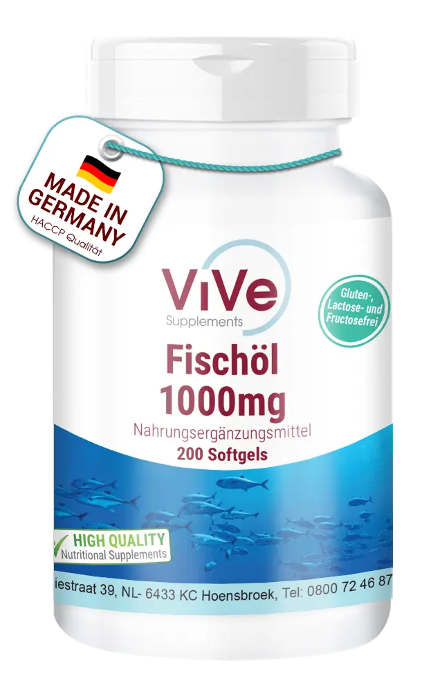 Fischöl 1000 mg- 200 Softgels | Vive Supplements Fischöl 1000 mg- 200 Softgels | Vive Supplements