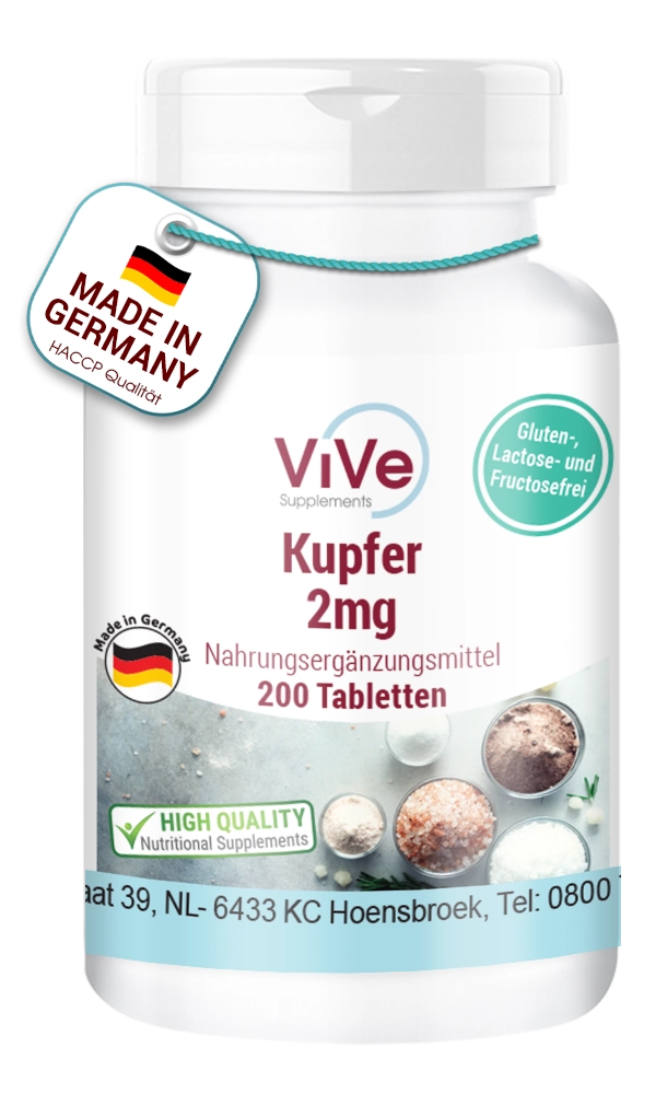 Kupfer 2mg 200 Tabletten | Vive Supplements Kupfer 2mg 200 Tabletten | Vive Supplements