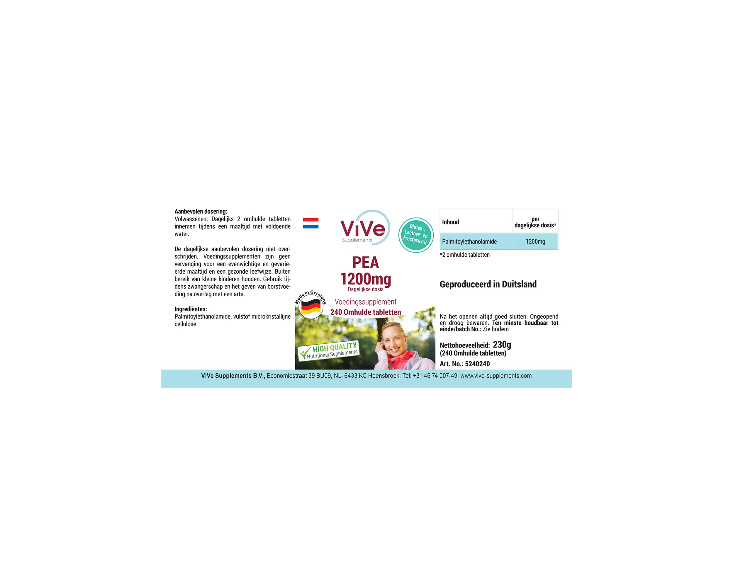 PEA 1200mg - 240 Filmtabletten | Vive Supplements