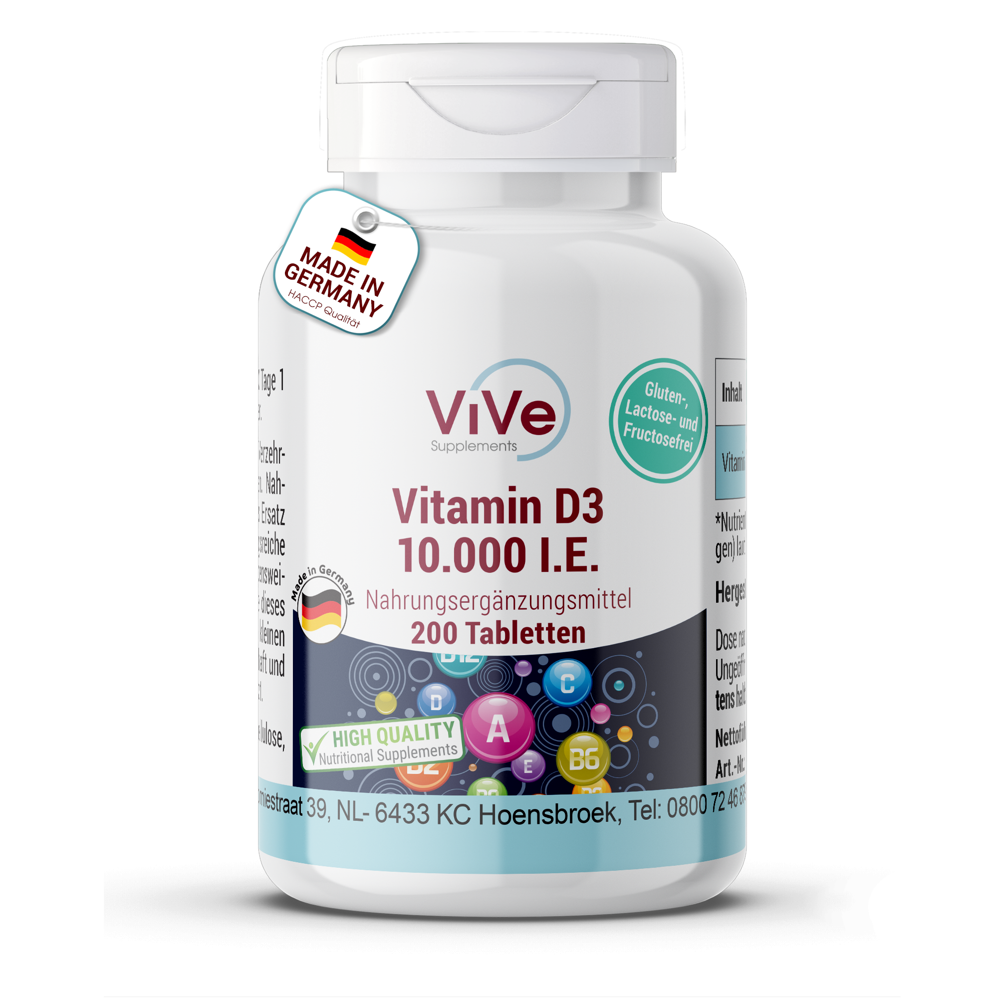 Vitamin D3 10.000 I.E. - 200 Tabletten | Vive Supplements