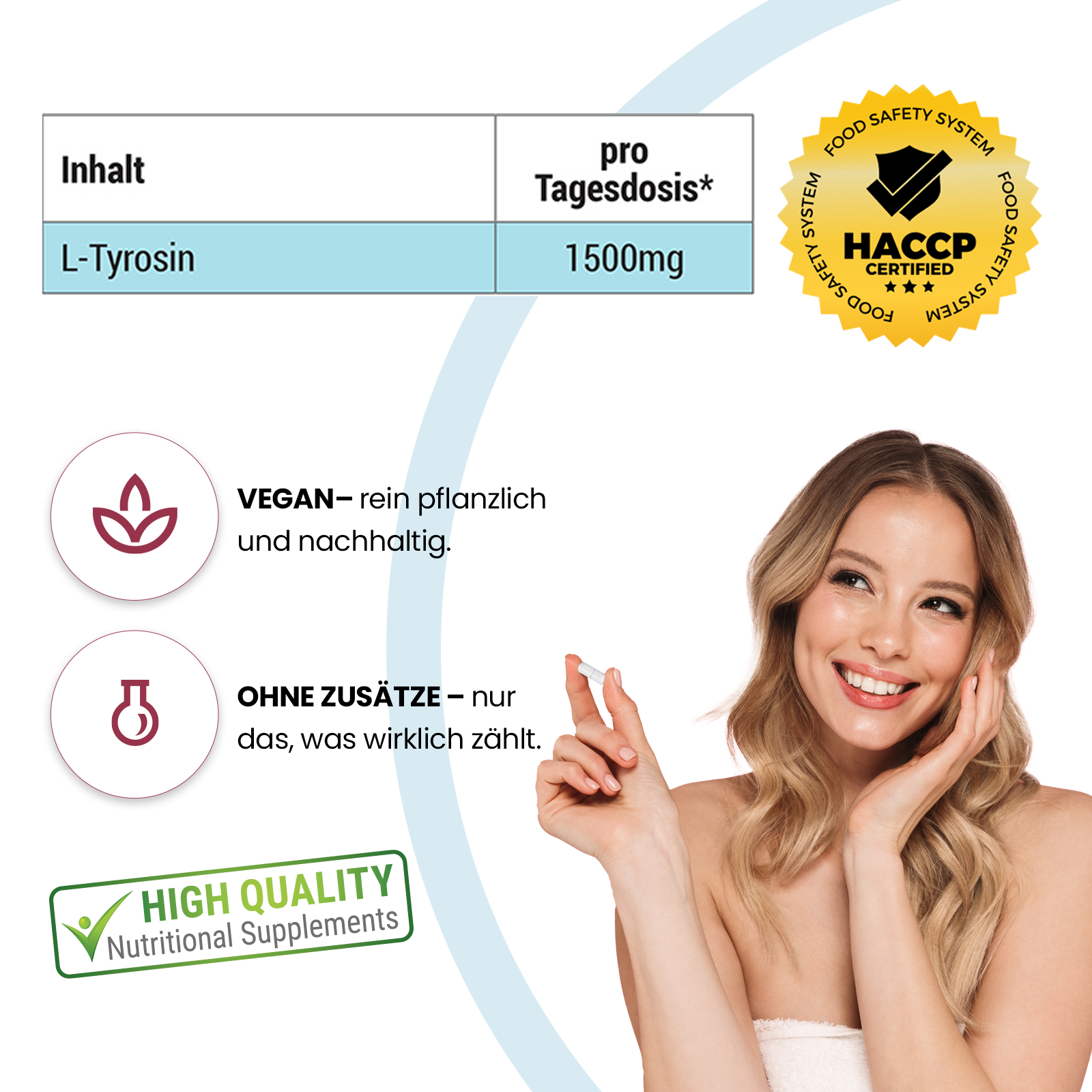 L-Tirosina 1500mg - 60 capsule | Vive Supplements